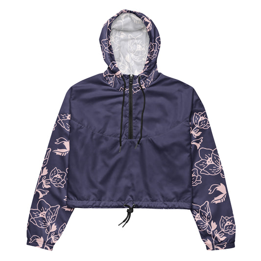 Purple Floral Cropped Windbreaker