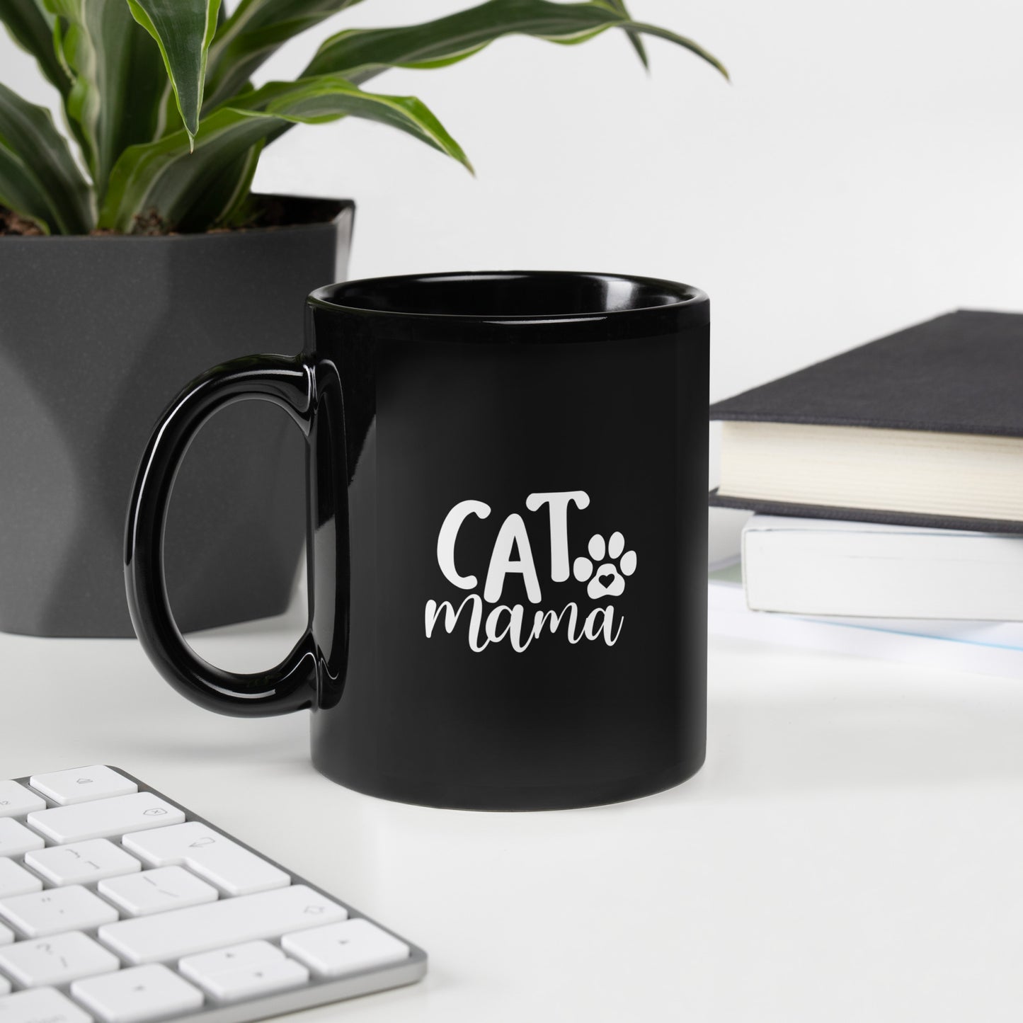 Cat Mama Black Mug